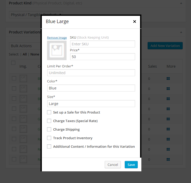 MarketPress – Produktvariantendetails