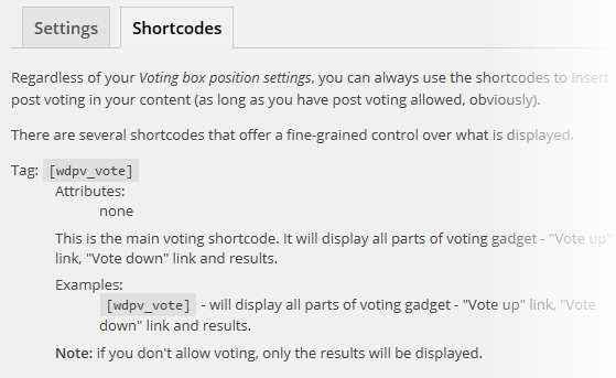 Post-Voting – Shortcodes